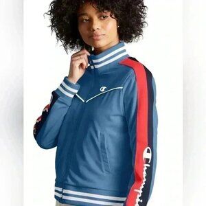 Champion tricot blue red casual athletic nylon trendy long sleeve track jacket M